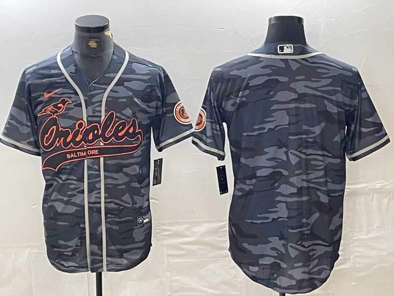 Mens Baltimore Orioles Blank Gray Camo Cool Base Stitched Jersey